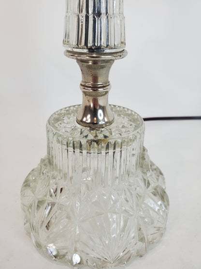 1940s Art Deco Molded Crystal Glass Vanity Lamp