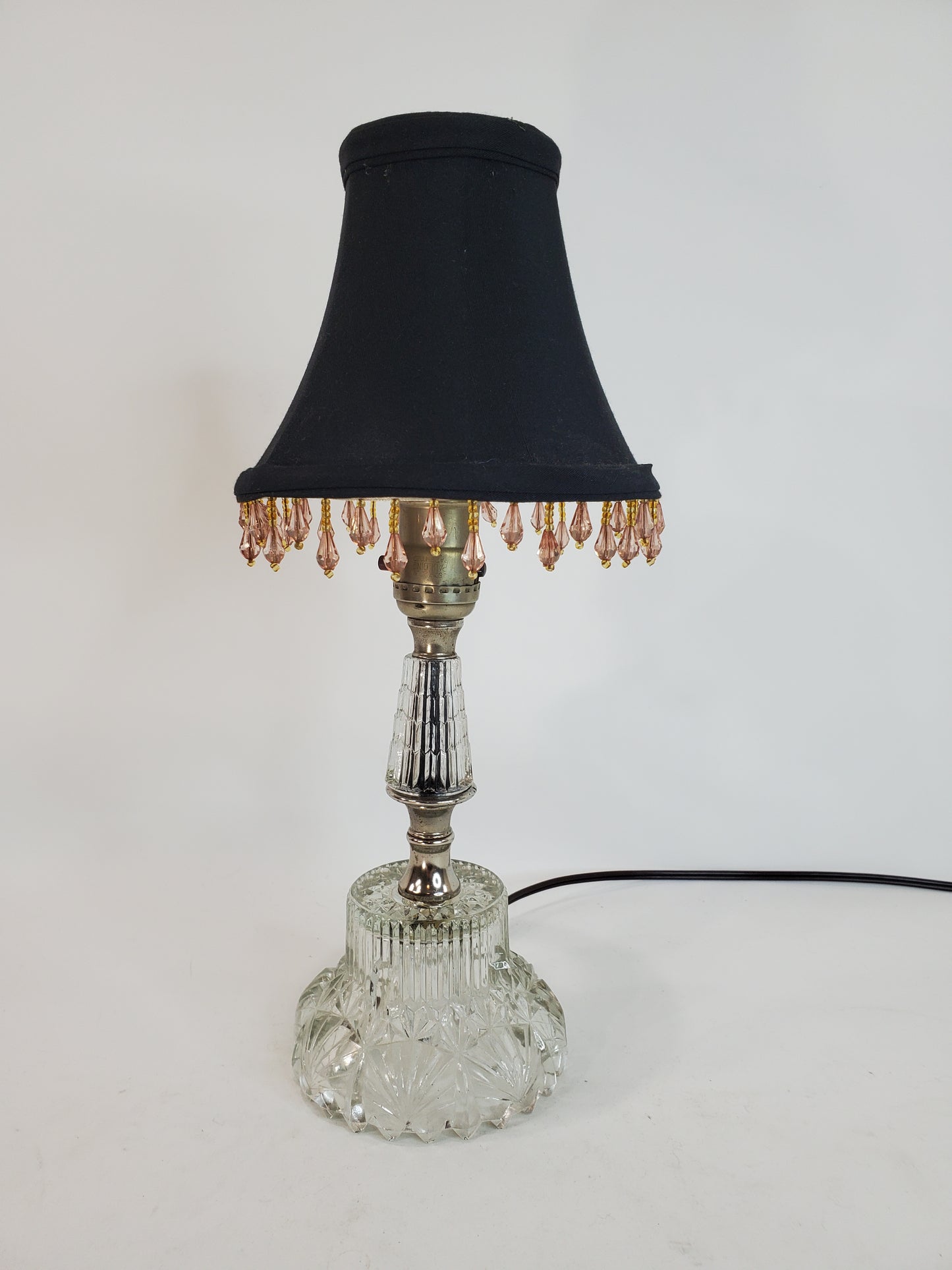 1940s Art Deco Molded Crystal Glass Vanity Lamp