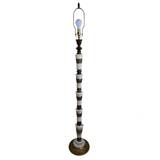 1950s Asian Regency Brass and Marble Floor Lamp By Frederick Cooper