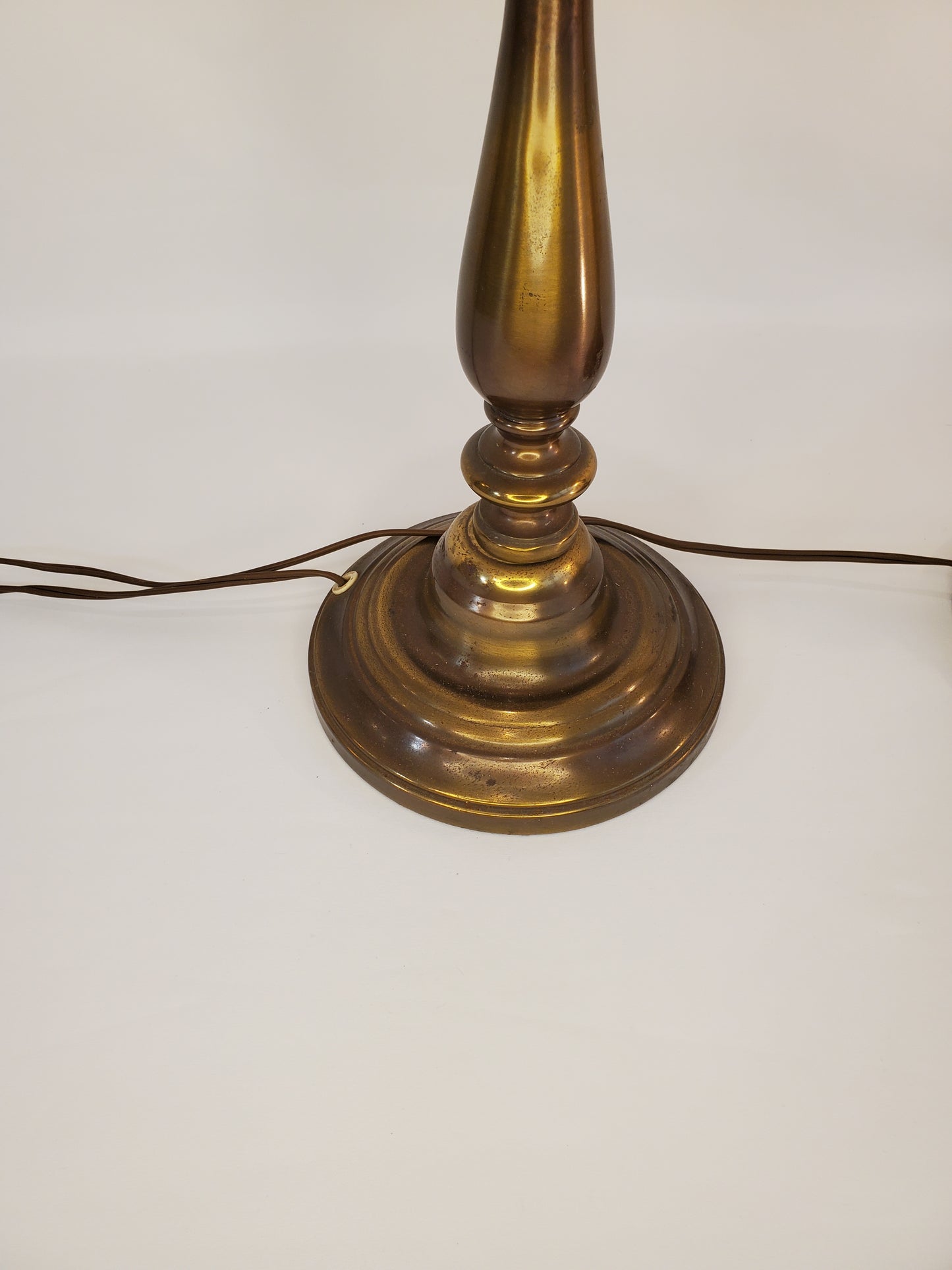 Vintage Brass and Amber Glass Table Lamps