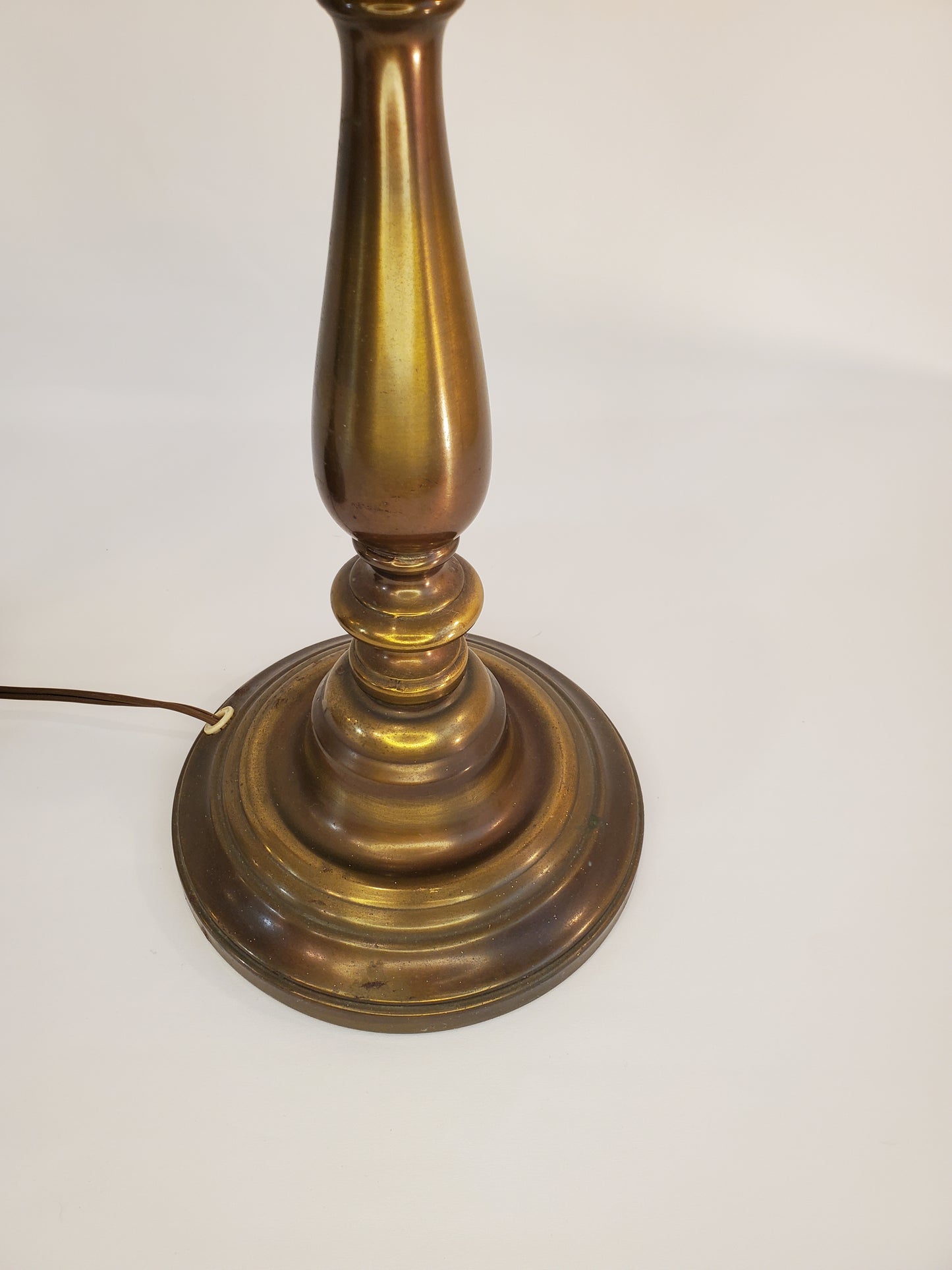 Vintage Brass and Amber Glass Table Lamps