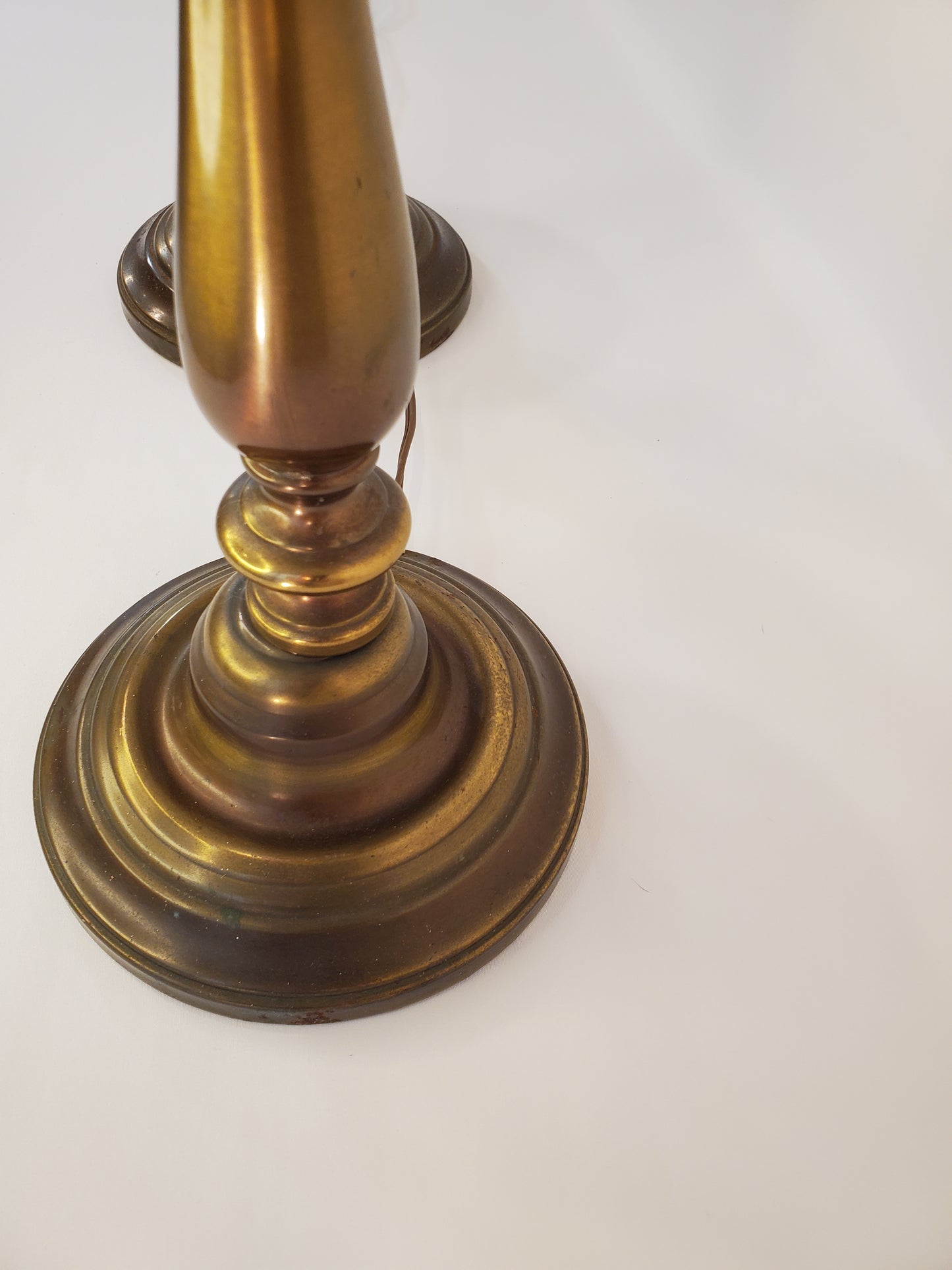 Vintage Brass and Amber Glass Table Lamps