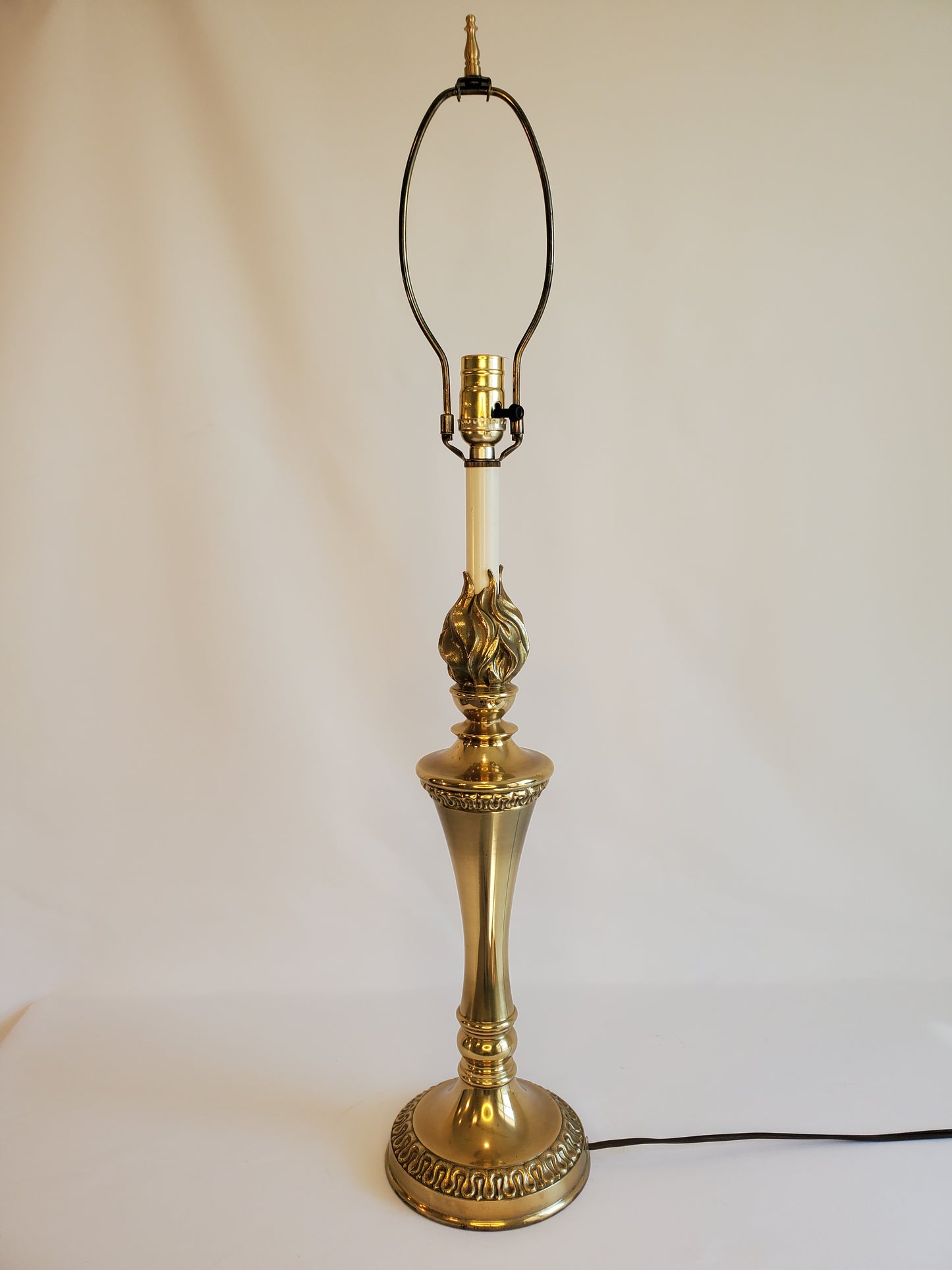 Stiffel Lamp Mid Century Brass Hollywood Regency Torch and Flame Table Lamp