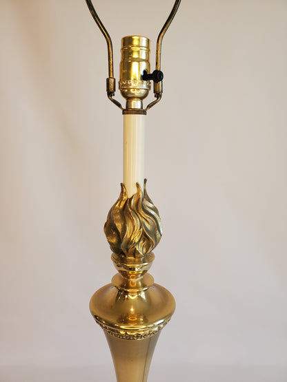 Stiffel Lamp Mid Century Brass Hollywood Regency Torch and Flame Table Lamp