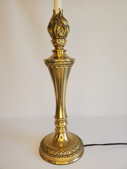 Stiffel Lamp Mid Century Brass Hollywood Regency Torch and Flame Table Lamp