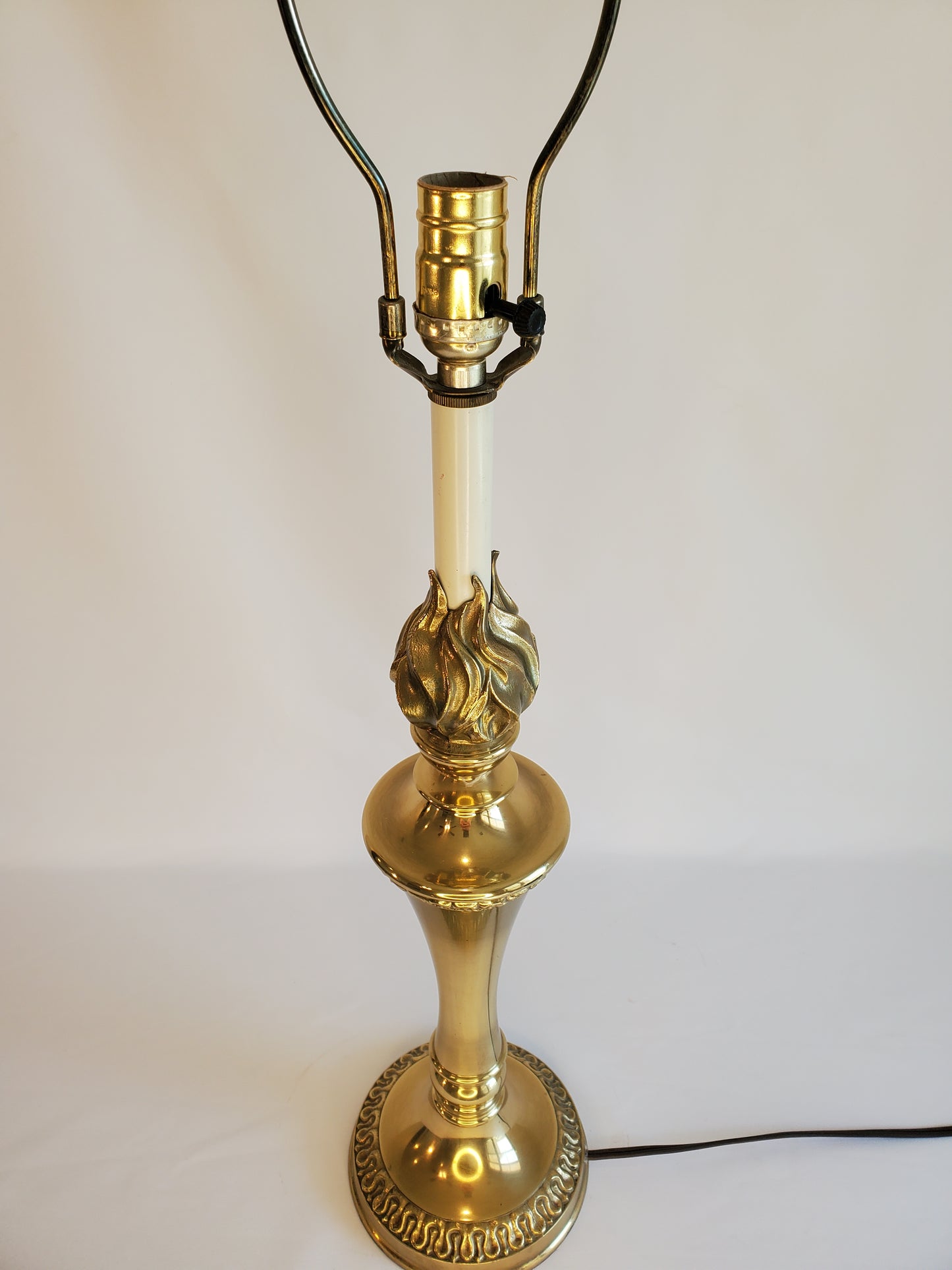 Stiffel Lamp Mid Century Brass Hollywood Regency Torch and Flame Table Lamp