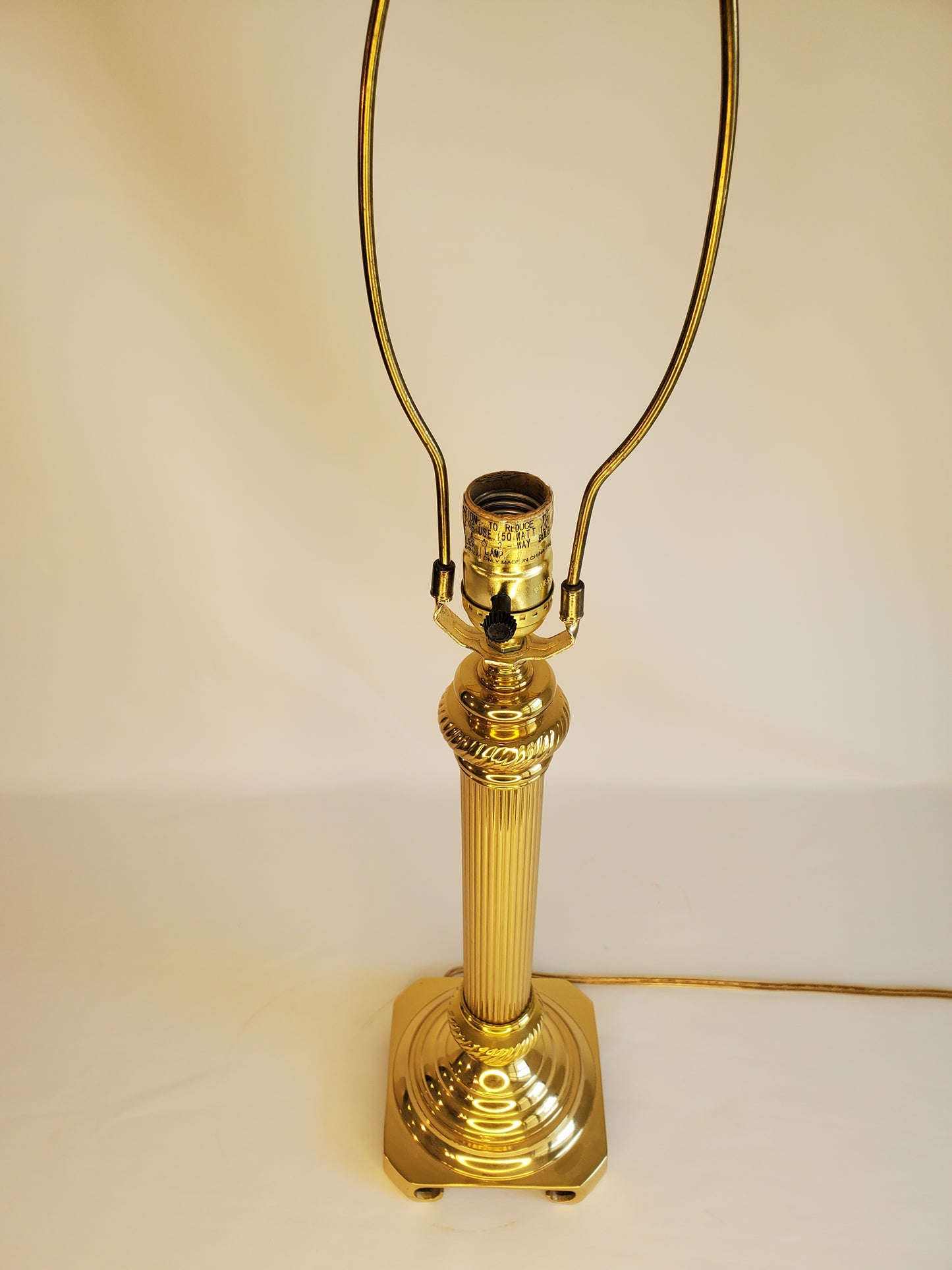 Brass Column Candlestick Table Lamp