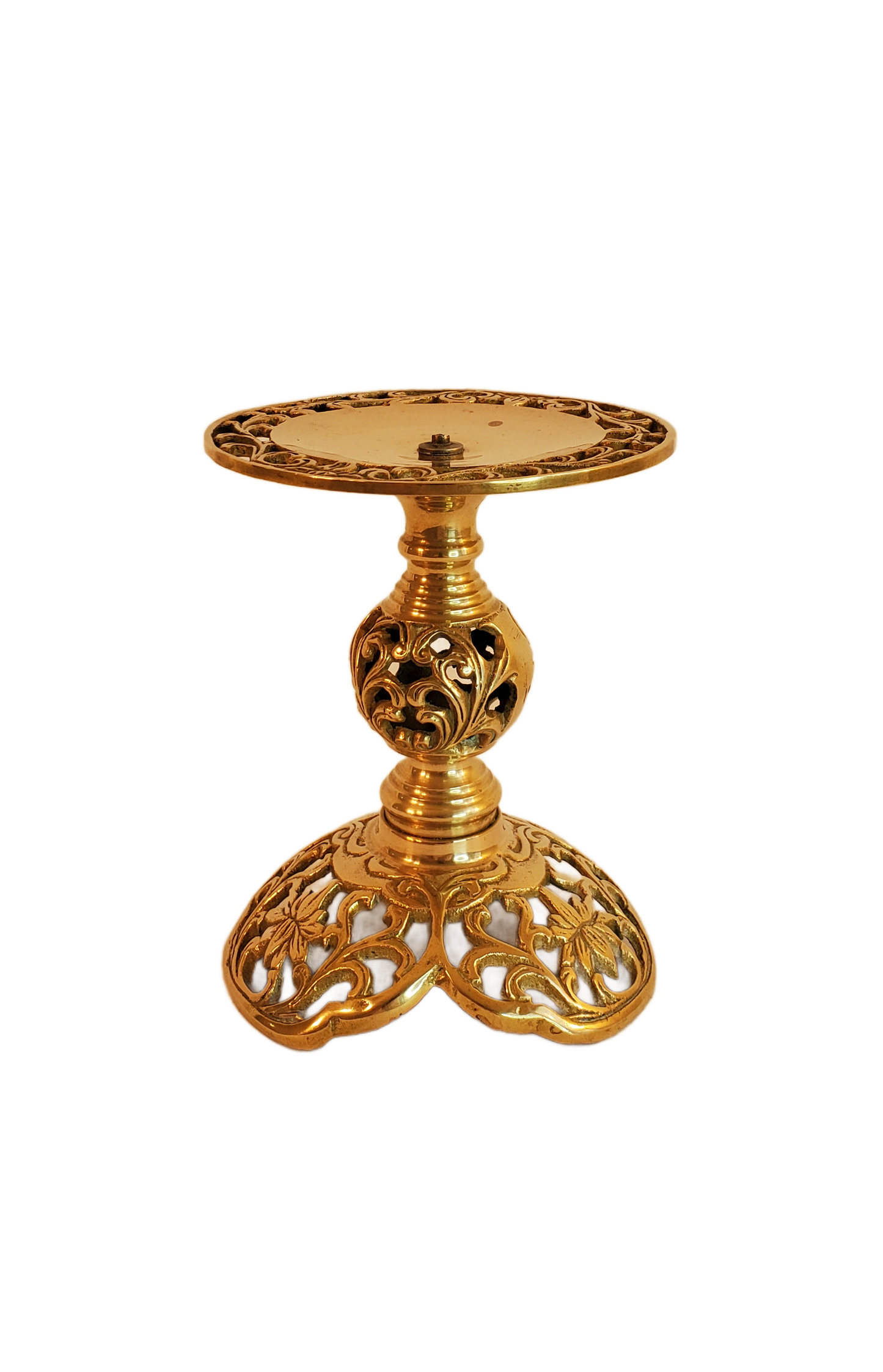 Vintage Filigree Brass Candlestick Holder - 6 inch