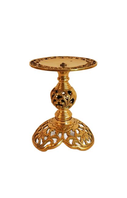 Vintage Filigree Brass Candlestick Holder - 6 inch