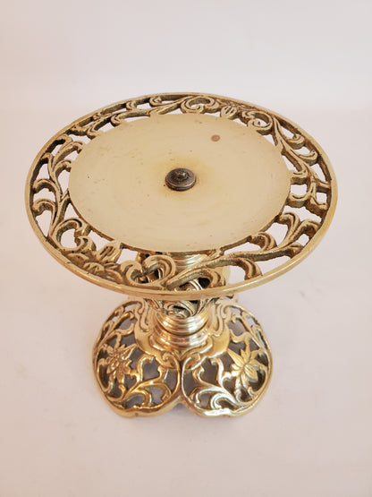 Vintage Filigree Brass Candlestick Holder - 6 inch