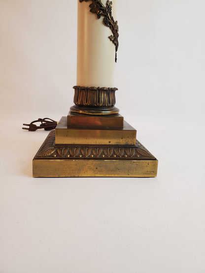 Stunning Stiffel Neoclassical Brass & Ivory Lacquered Table Lamp