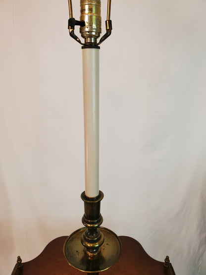 Vintage Stiffel Brass & Wood Floor Lamp and Table Combo