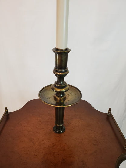 Vintage Stiffel Brass & Wood Floor Lamp and Table Combo