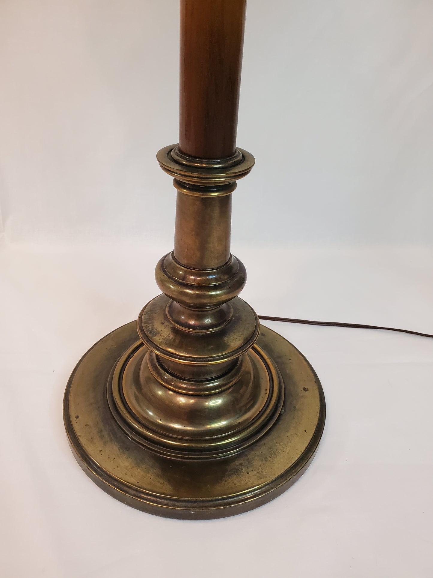 Vintage Stiffel Brass & Wood Floor Lamp and Table Combo