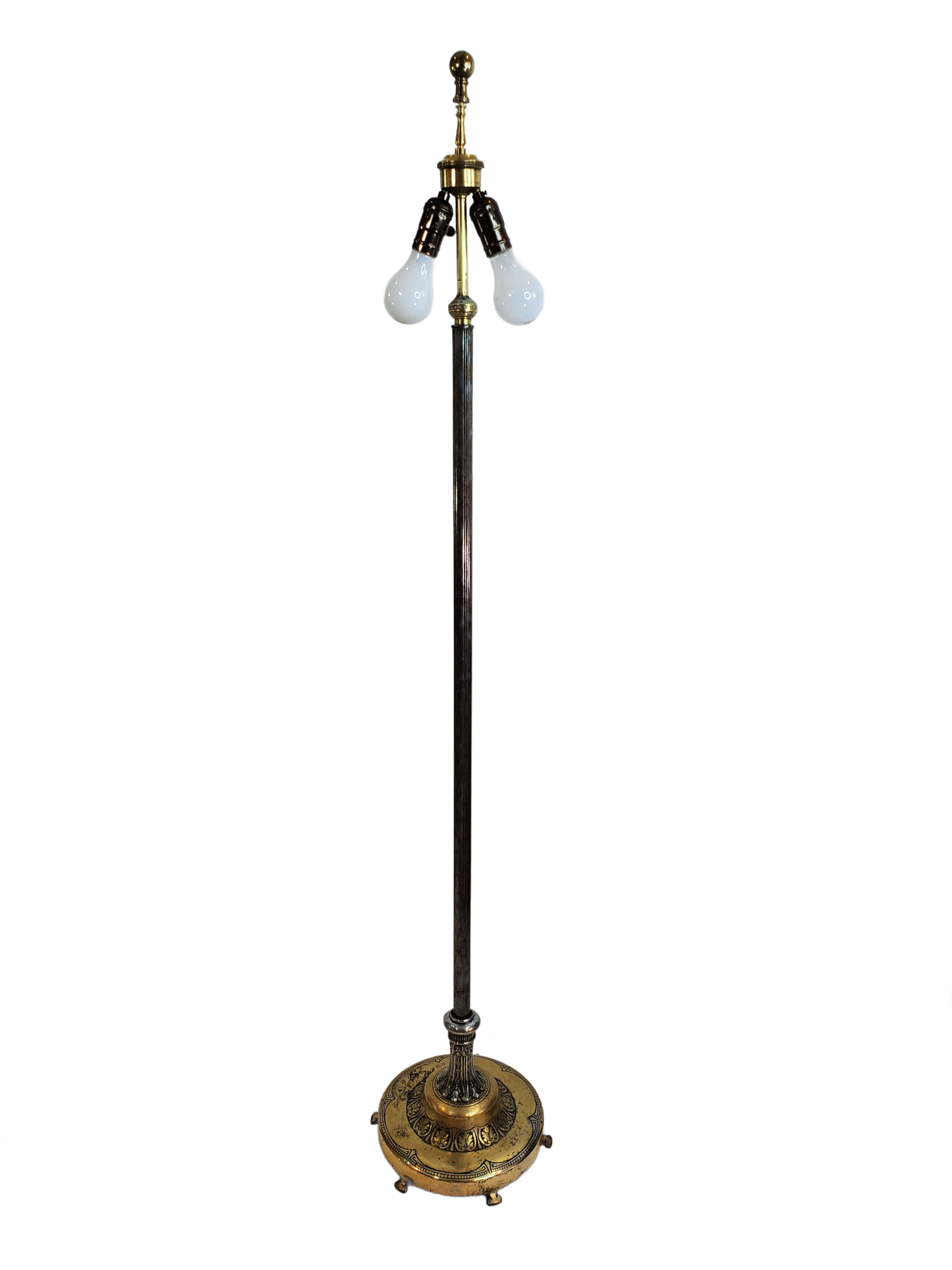 Vintage Brass 2 Light Floor Lamp - Cottage Core