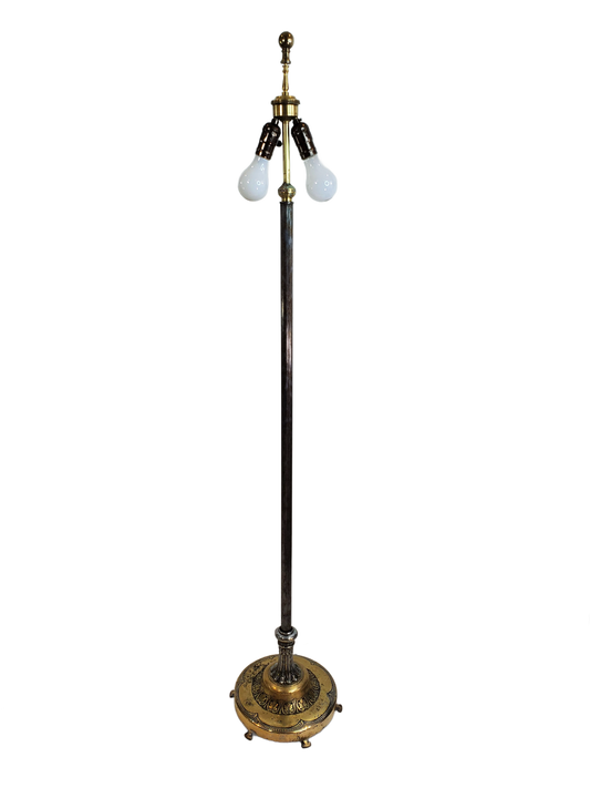 Vintage Brass 2 Light Floor Lamp - Cottage Core