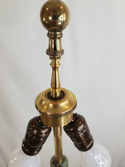 Vintage Brass 2 Light Floor Lamp - Cottage Core