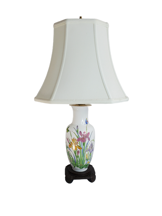 Vintage Signed Murray Feiss Japanese Handpainted Porcelain Vase Table Lamp