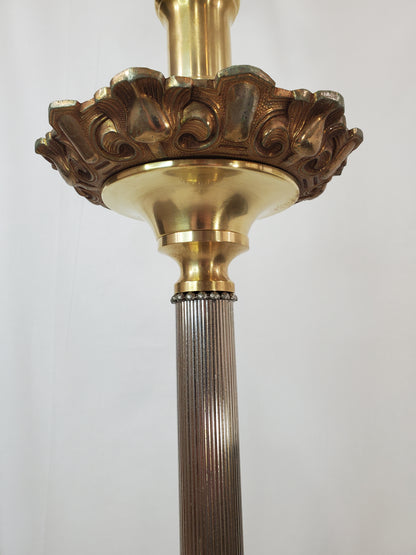 French Baroque Gilt Bronze & Brass Floor Lamp