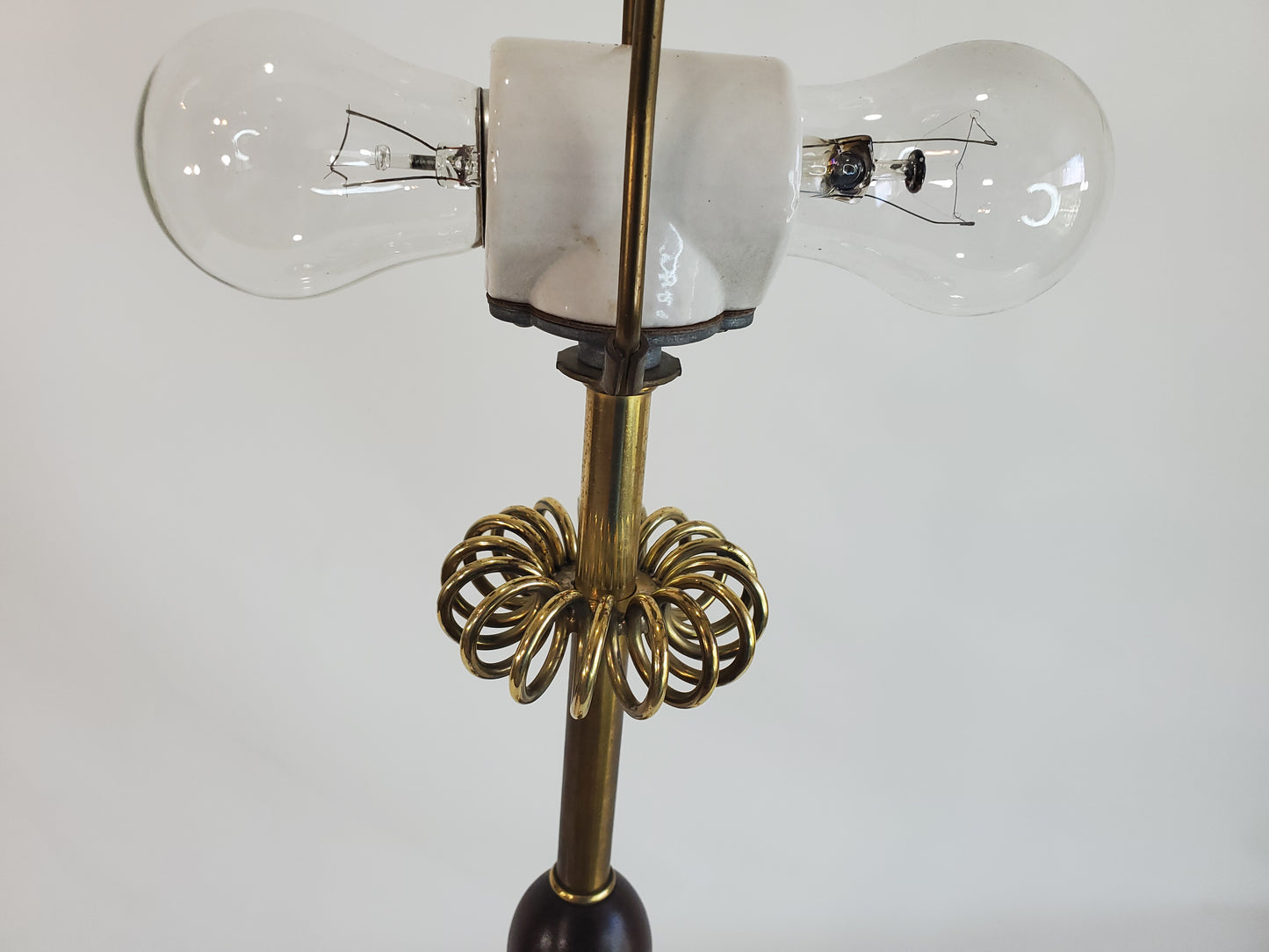 Vintage 1960s Brass and Walnut Table Lamp by Laurel