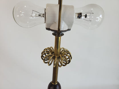 Vintage 1960s Brass and Walnut Table Lamp by Laurel