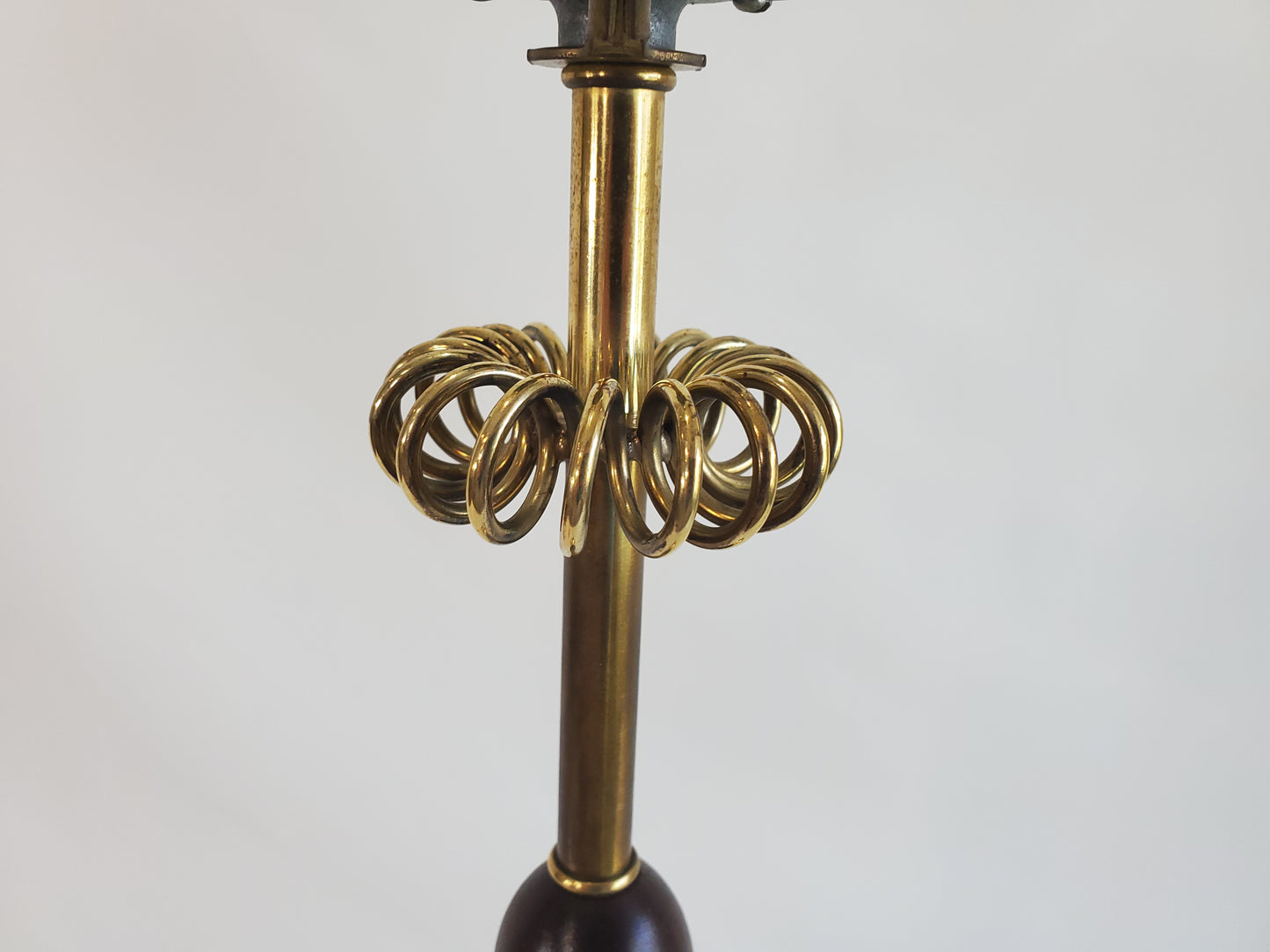 Vintage 1960s Brass and Walnut Table Lamp by Laurel