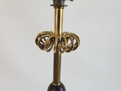 Vintage 1960s Brass and Walnut Table Lamp by Laurel