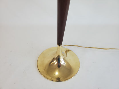 Vintage 1960s Brass and Walnut Table Lamp by Laurel