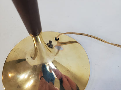 Vintage 1960s Brass and Walnut Table Lamp by Laurel