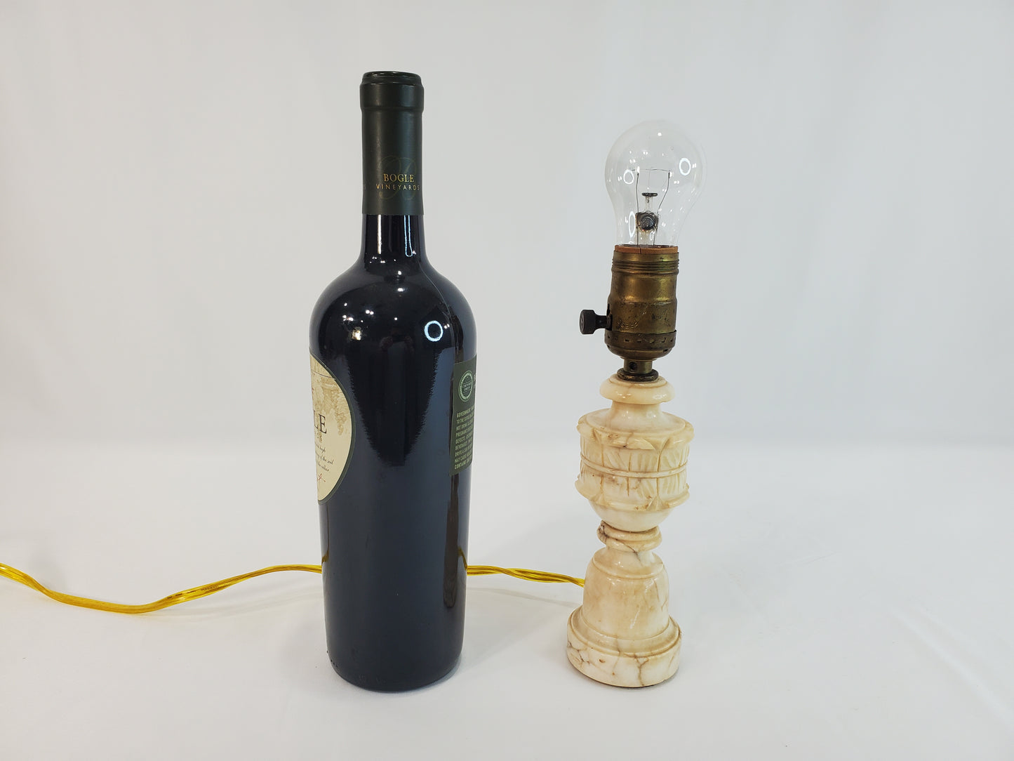 Petite Italian Marble Alabaster Antique Lamp