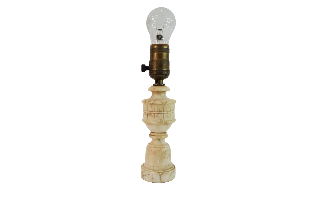 Petite Italian Marble Alabaster Antique Lamp