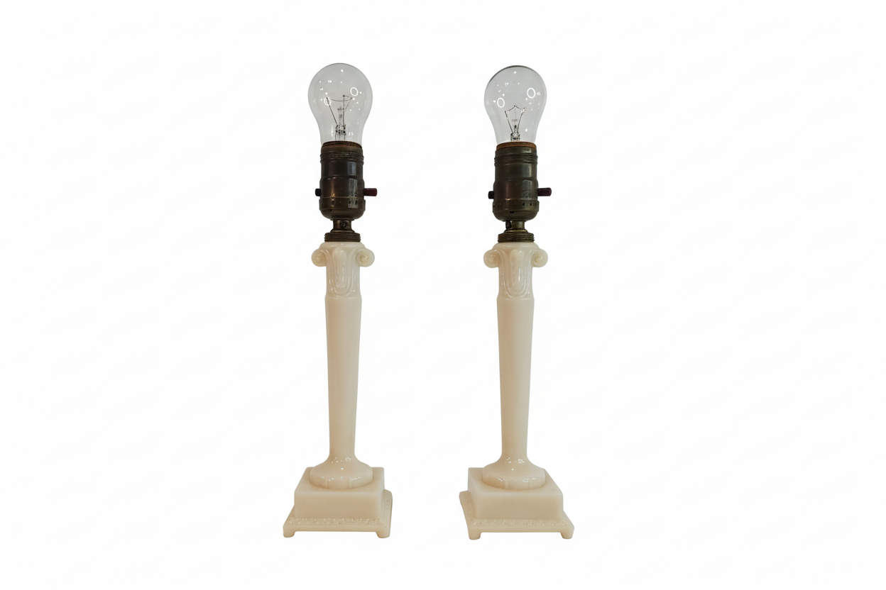 Pair Petite Aladdin Alacite Glass Boudoir Lamps