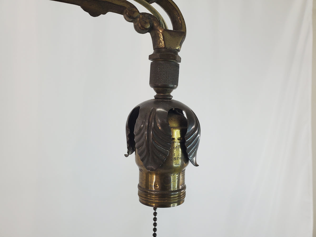 Antique 1920s Art Deco Bridge Arm Floor Lamp - Eagle Motif Onyx Accents