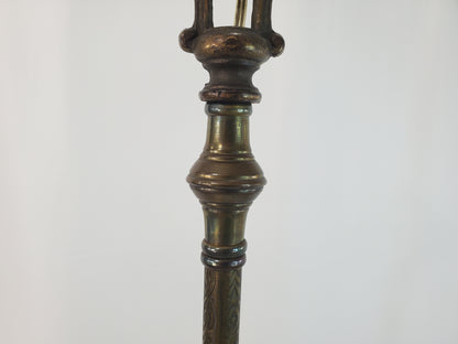 Antique 1920s Art Deco Bridge Arm Floor Lamp - Eagle Motif Onyx Accents
