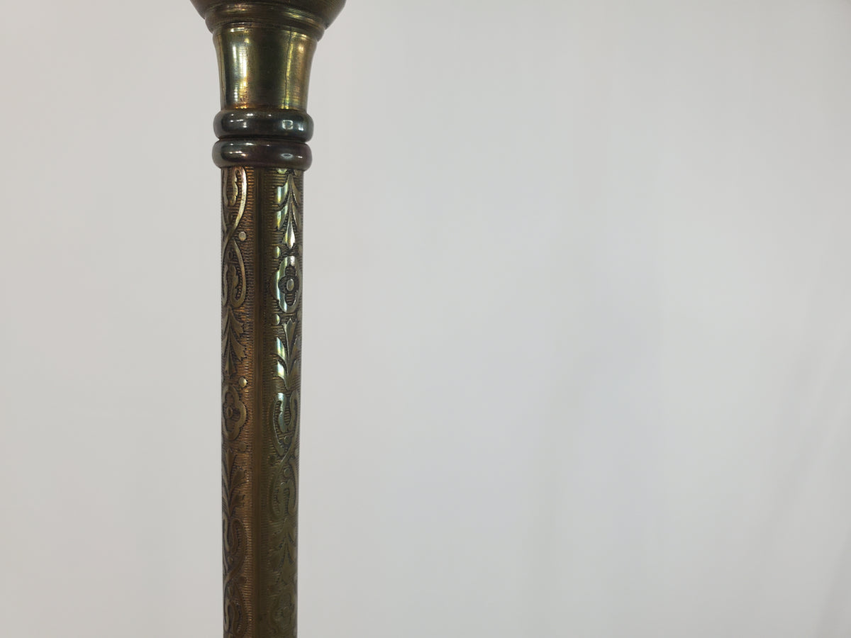 Antique 1920s Art Deco Bridge Arm Floor Lamp - Eagle Motif Onyx Accents