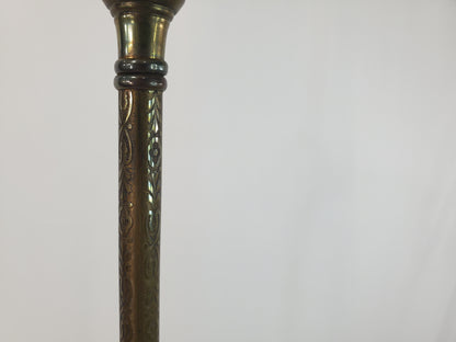 Antique 1920s Art Deco Bridge Arm Floor Lamp - Eagle Motif Onyx Accents