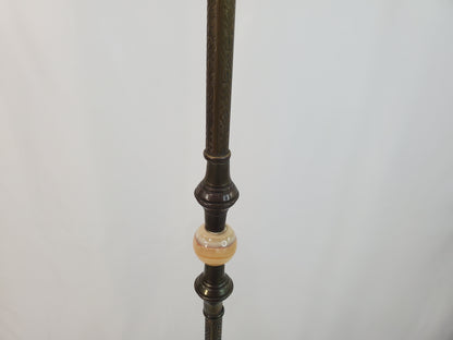 Antique 1920s Art Deco Bridge Arm Floor Lamp - Eagle Motif Onyx Accents