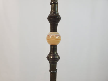 Antique 1920s Art Deco Bridge Arm Floor Lamp - Eagle Motif Onyx Accents