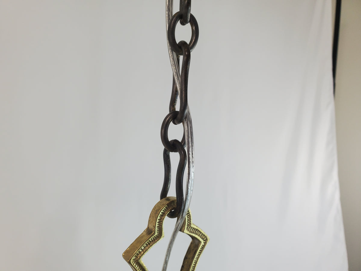 Antique 1920s Polished Brass 4-Light Pan Chandelier - Fully Restored