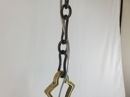 Antique 1920s Polished Brass 4-Light Pan Chandelier - Fully Restored