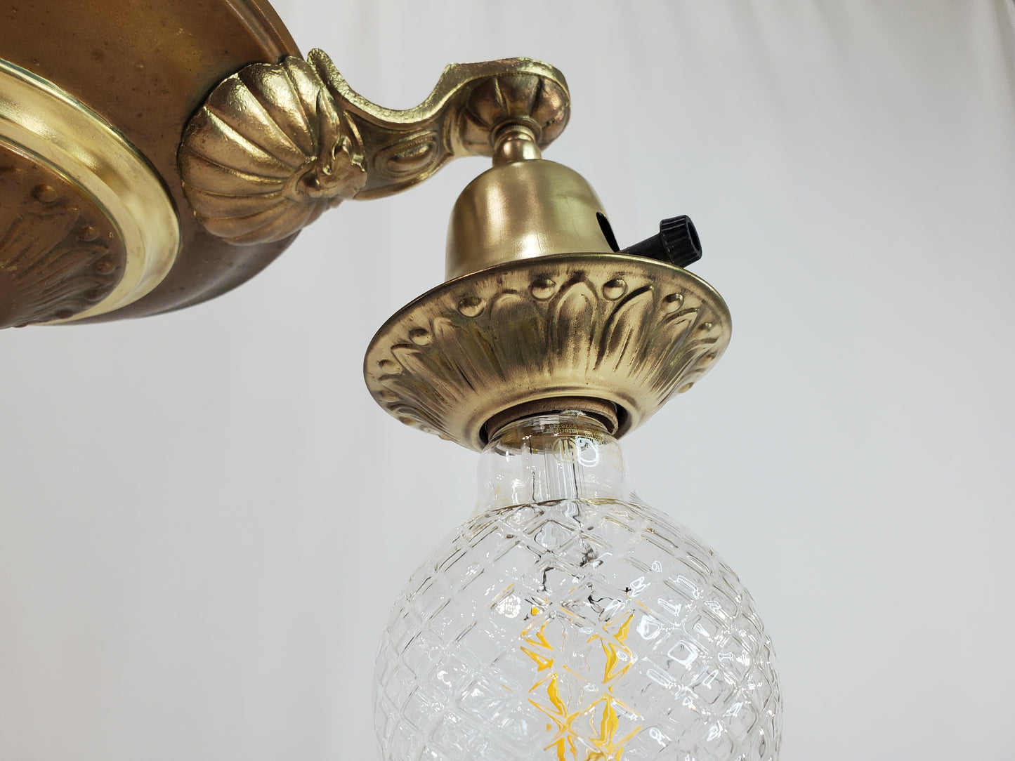 Antique 1920s Victorian 2 Arm Brass Pan Chandelier No. 2