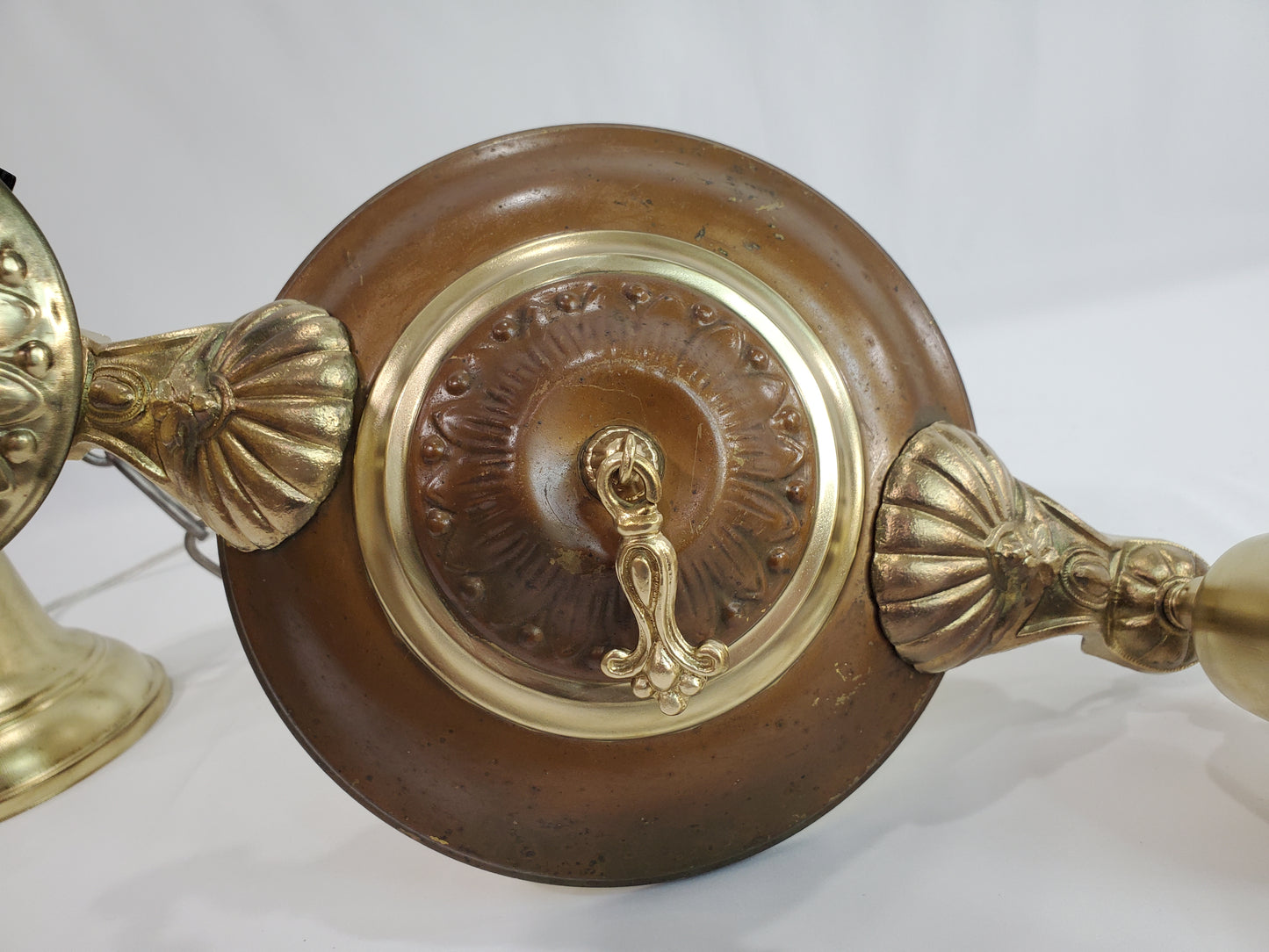 Antique 1920s Victorian 2 Arm Brass Pan Chandelier No. 2