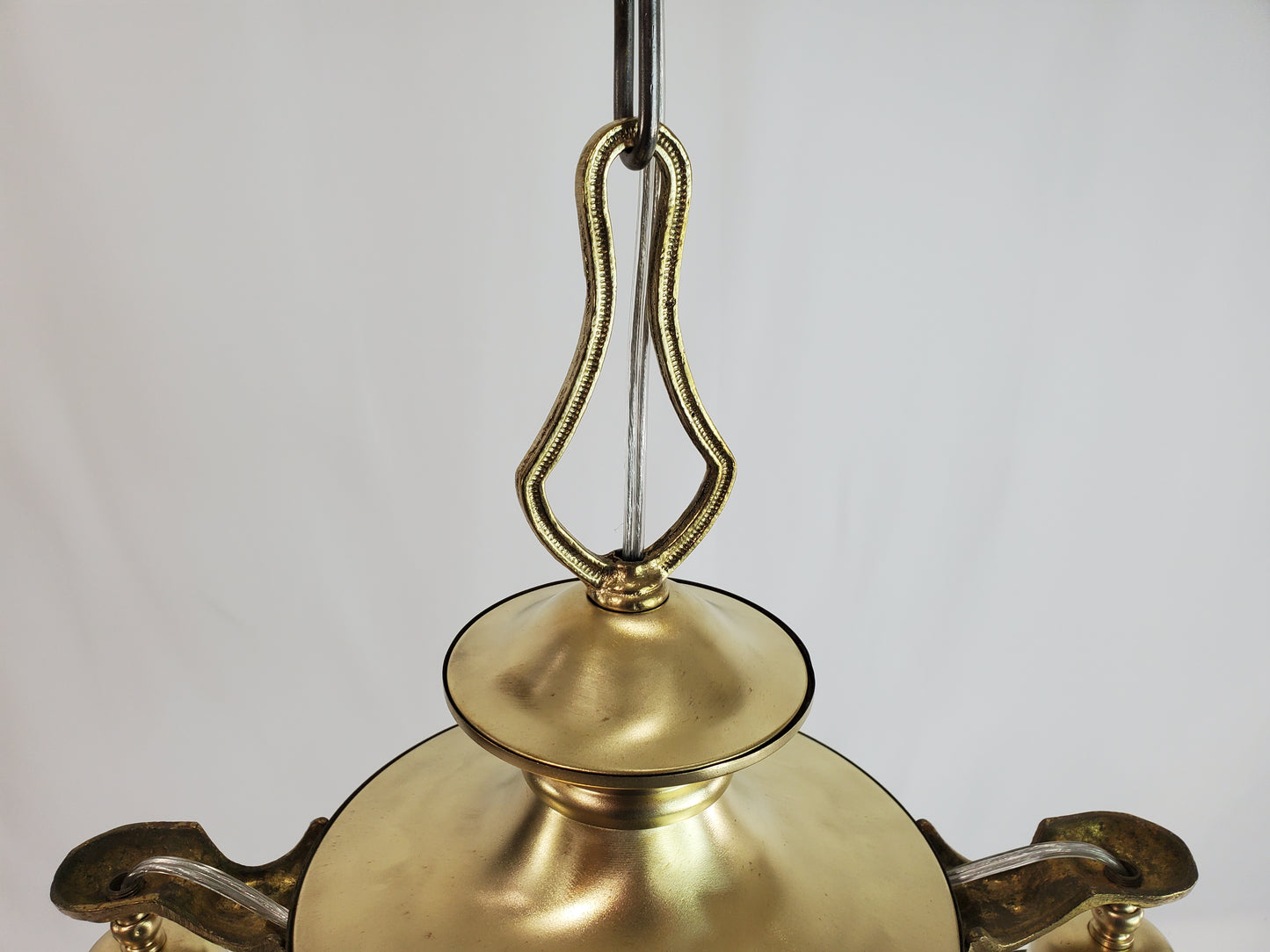Antique 1920s Victorian 2 Arm Brass Pan Chandelier No. 2