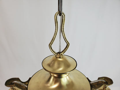 Antique 1920s Victorian 2 Arm Brass Pan Chandelier No. 2