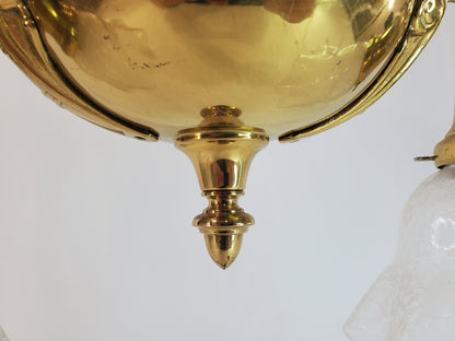 Antique 1920s Victorian 2 Arm Brass Pan Chandelier No. 3