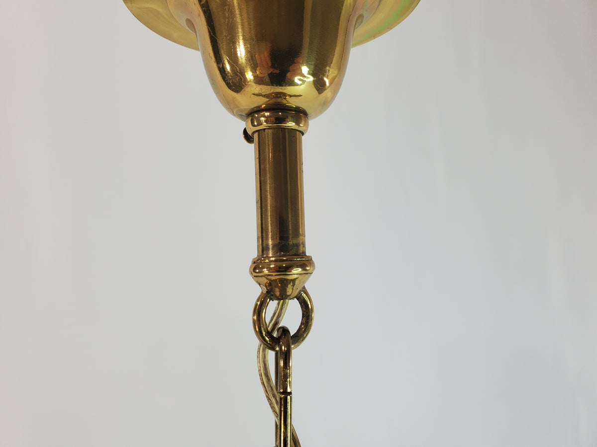 Antique 1920s Victorian 2 Arm Brass Pan Chandelier No. 3