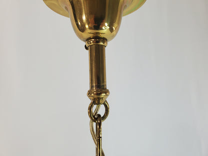 Antique 1920s Victorian 2 Arm Brass Pan Chandelier No. 3