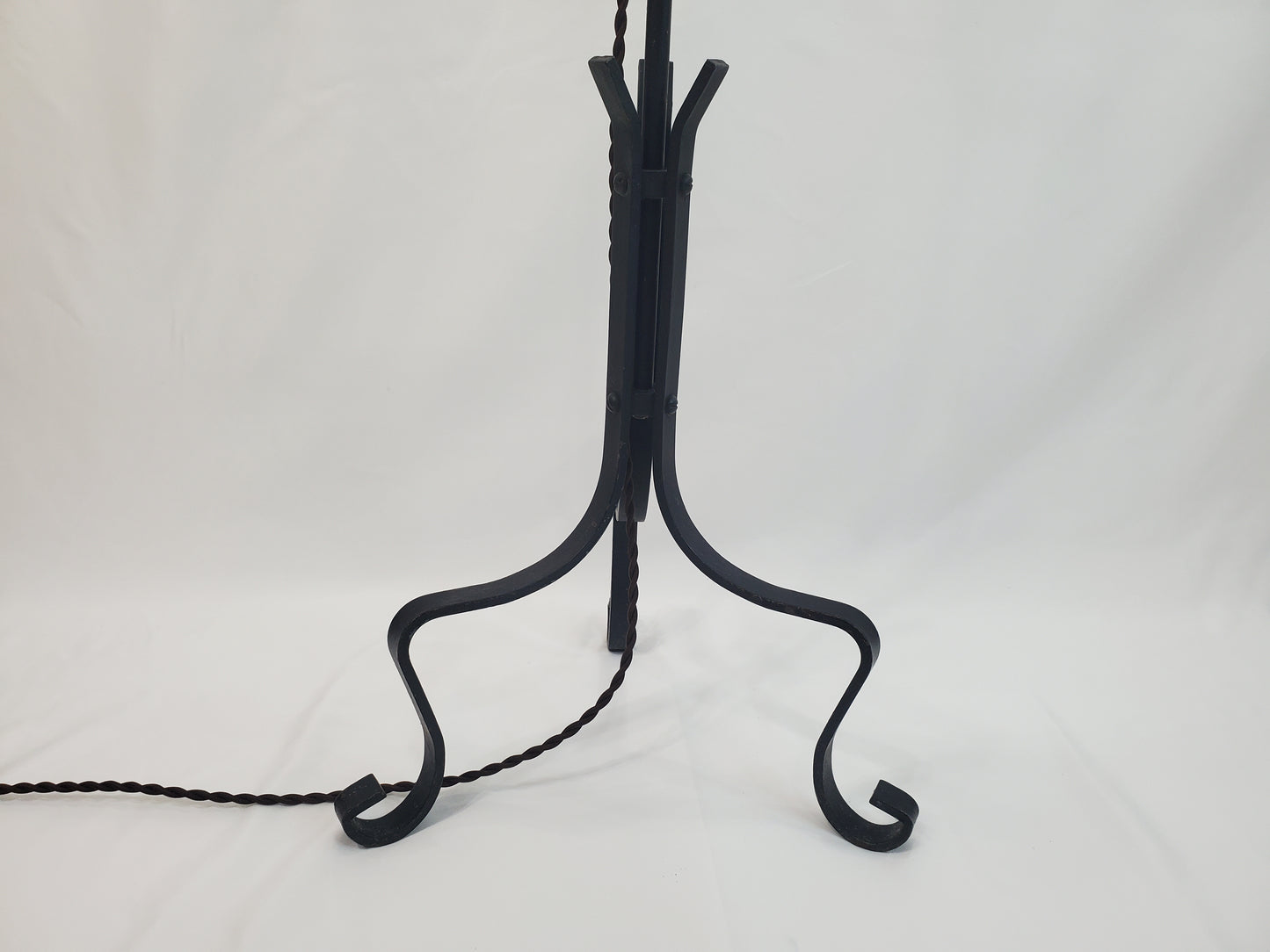 Antique Adjustable Wrought Iron Bridge Lamp - Brass Candle Holder Accent