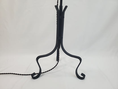 Antique Adjustable Wrought Iron Bridge Lamp - Brass Candle Holder Accent