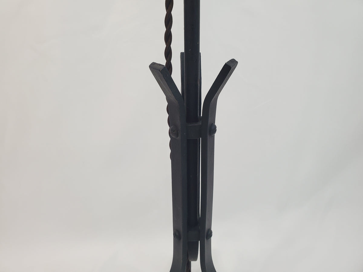 Antique Adjustable Wrought Iron Bridge Lamp - Brass Candle Holder Accent
